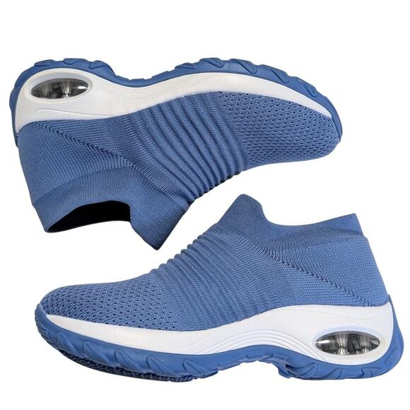 STQ Slip On Breathe Mesh Walking Shoes Womens Size 7.5 Blue Sneakers Comfort - Picture 4 of 9